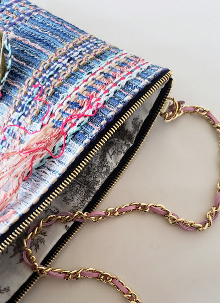 Sac pochette "Bleu Mer, au soleil à peine couchant."