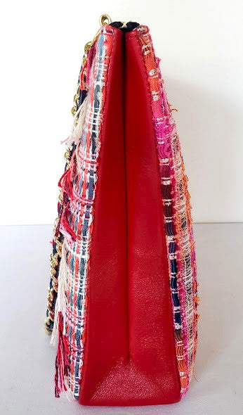 Sac à main "Champs de fleurs rouges dans la brume, recto et verso." 1ère SERIE.