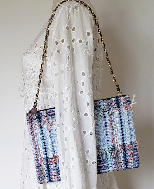 Sac pochette "Bleu Mer de Grèce."