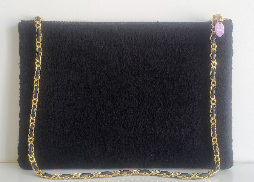 Sac pochette chaîne de fêtes "Couleurs et Matières de la nature florissante au printemps et noir épuré de l'hiver."