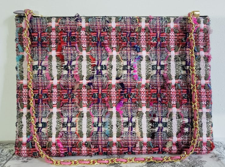 Sac pochette chaîne "Floraison d'un jardin à la française, vue du ciel."