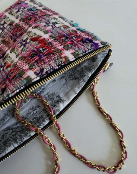 Sac pochette chaîne "Floraison d'un jardin à la française, vue du ciel."