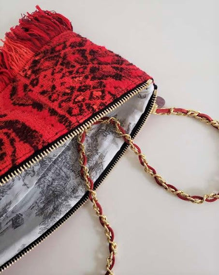 Sac pochette de cocktail "Hibiscus et art premier."