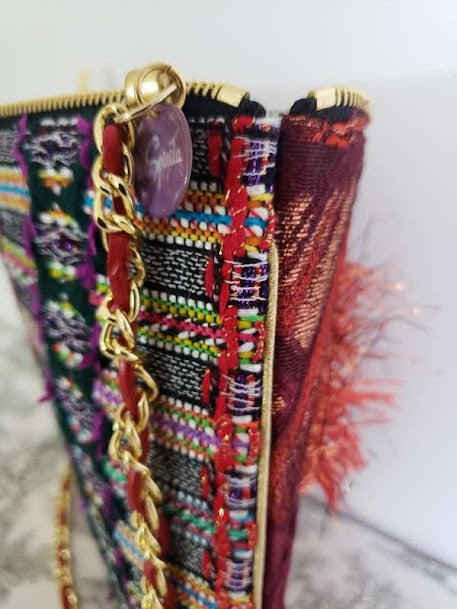 Sac pochette chaîne de fêtes "Reine de la fête et cotillons, serpentins..."