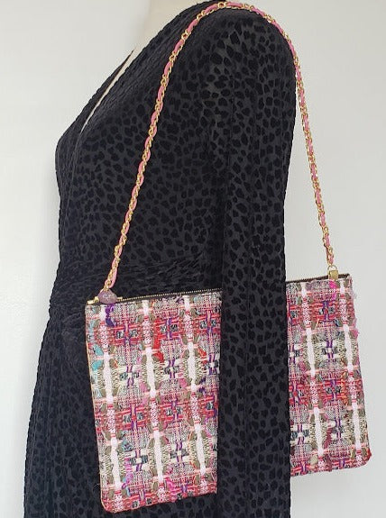 Sac pochette chaîne "Floraison d'un jardin à la française, vue du ciel."