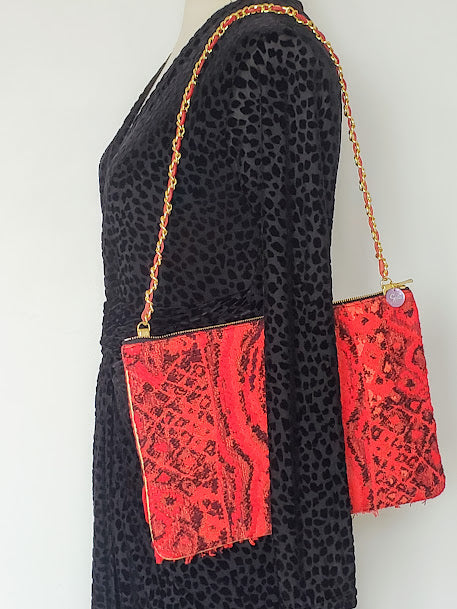 Sac pochette de cocktail "Hibiscus et art premier."