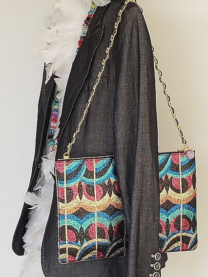 Sac pochette chaîne de fête " Noël à la montagne."