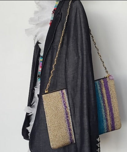 Sac pochette "Bleu Océan Atlantique, vagues et plages de Deauville."
