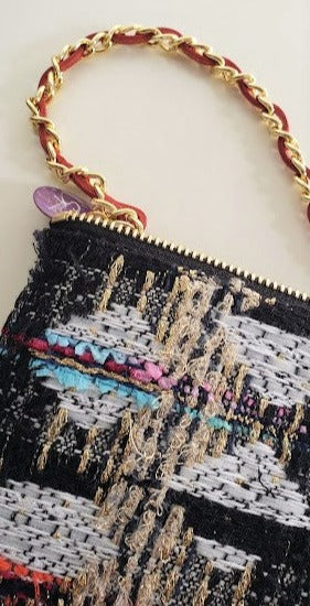 Sac pochette de fêtes " Noël, guirlandes dans les arbres sous la lune argentée."