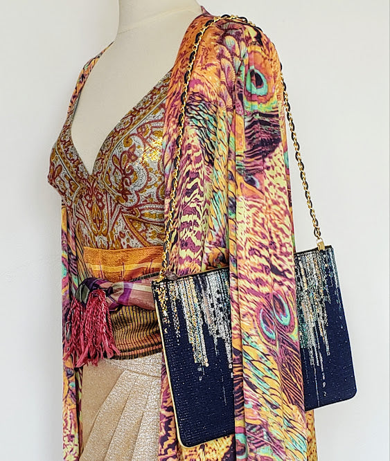 Sac pochette chaîne de fêtes "Nuit d'été aux étoiles filantes."