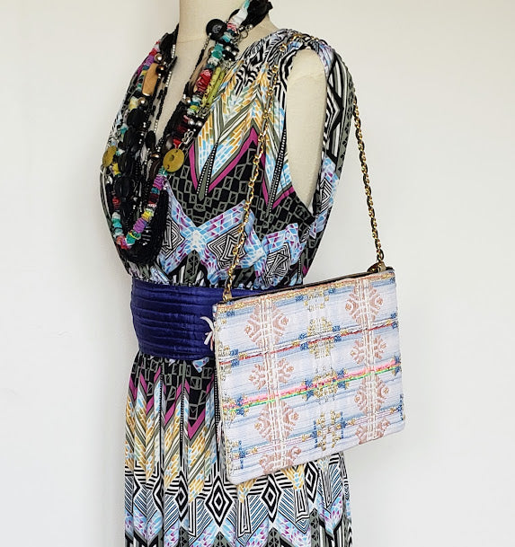 Sac pochette "Bleu Mer de Grèce."