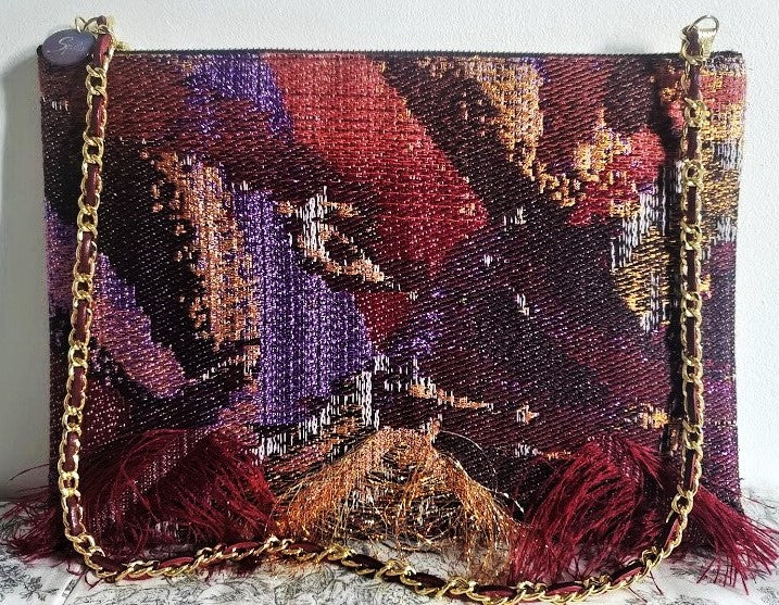 Sac pochette chaîne "Feu et feuillages d'automne rougissants."