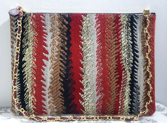 Sac pochette "Feuilles de fougères et petites fleurs rougissantes d'automne."