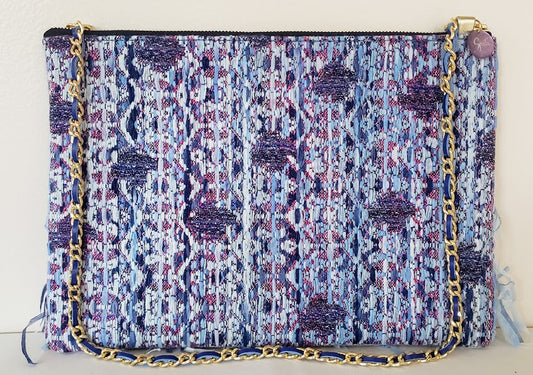 Sac pochette " Bleu Mer, avec et sans vagues."