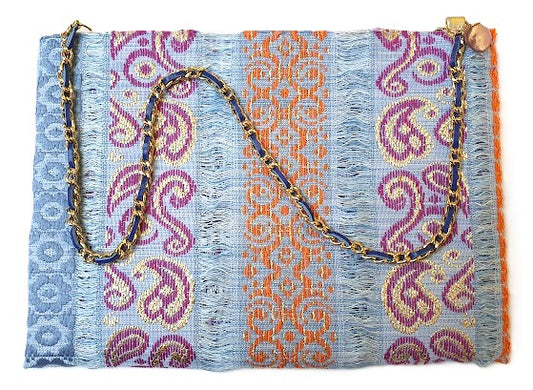 Sac pochette multicolore de Fête Foraine "Pêche aux canards rouges voguant sur leur bassin bleu." PRECOMMANDE.