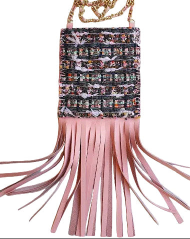 Mini sac "Eclosion de fleurs multicolores et sève argentée rose."
