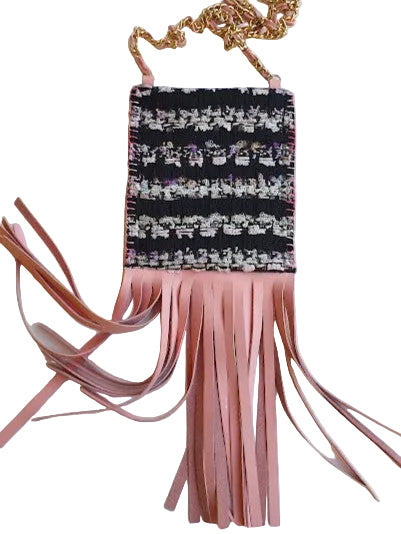 Mini sac "Eclosion de fleurs multicolores et sève argentée rose."