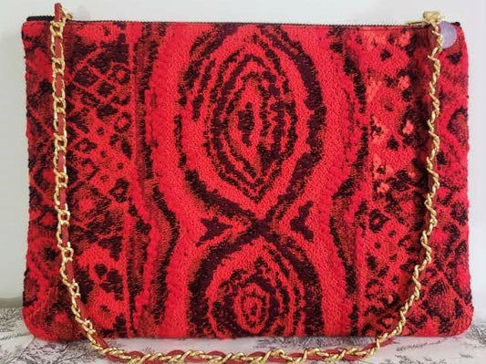 Sac pochette de cocktail "Hibiscus et art premier."