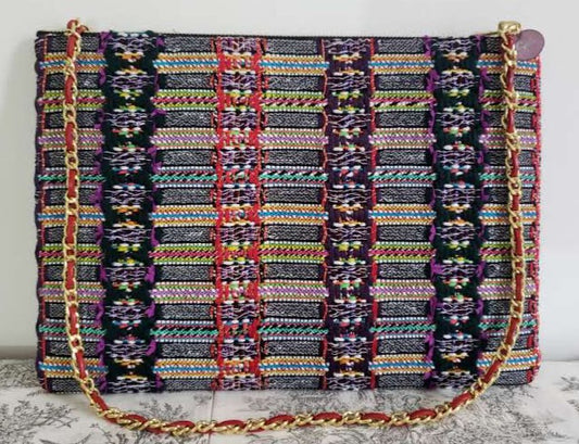 Sac pochette chaîne de fêtes "Reine de la fête et cotillons, serpentins..."