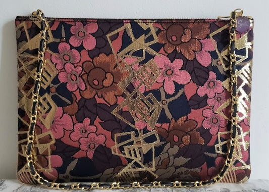 Sac pochette "Ecorce d'Arbre et fleurs à l'automne."